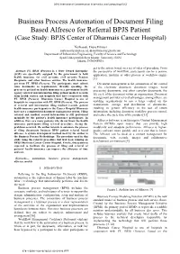 Business Process Automation of Document Filing Based Alfresco for Referral BPJS Patient (Case Study: BPJS Center of Dharmais Cancer Hospital)
