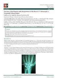 Fracture of the Hamate with Interposition of the Base of 5Th