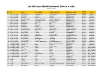 List of Eklavya Model Residential Schools in India (As on 20.11.2020)