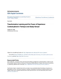 Transformative Learning and the Power of Experience Contextualized in Tertiary-Level Study Abroad
