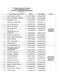 KLS Gogte Institute of Technology FIRST YEAR MENTOR LIST