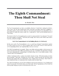 The Eighth Commandment: Thou Shall Not Steal