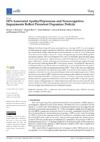 HIV-Associated Apathy/Depression and Neurocognitive Impairments Reﬂect Persistent Dopamine Deﬁcits