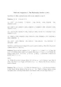 Math 402 Assignment 1. Due Wednesday, October 3, 2012. 1