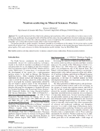 Neutron Scattering in Mineral Sciences: Preface