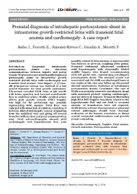 Prenatal Diagnosis of Intrahepatic Portosystemic Shunt in Intrauterine Growth Restricted Fetus with Transient Fetal Anemia and Cardiomegaly: a Case Report