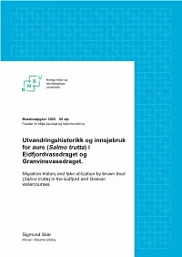 (Salmo Trutta) I Eidfjordvassdraget Og Granvinsvassdraget