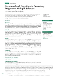 Siponimod and Cognition in Secondary Progressive Multiple Sclerosis EXPAND Secondary Analyses