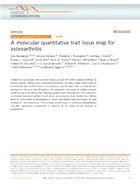 A Molecular Quantitative Trait Locus Map for Osteoarthritis