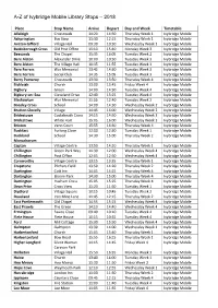 A-Z of Ivybridge Mobile Library Stops – 2018