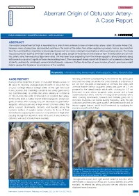 Aberrant Origin of Obturator Artery- a Case Report Anatomy Section