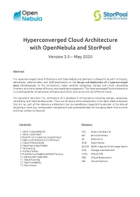 Hyperconverged Cloud Architecture with Opennebula and Storpool Version 3.0 – May 2020 ​ ​