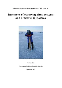 Inventory of Observing Sites, Systems and Networks in Norway