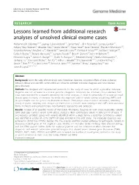 Lessons Learned from Additional Research Analyses of Unsolved Clinical Exome Cases Mohammad K
