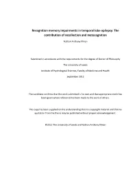 Recognition Memory Impairments in Temporal Lobe Epilepsy: the Contribution of Recollection and Metacognition