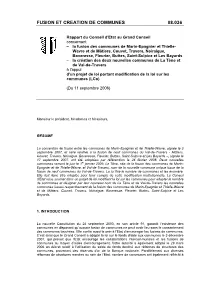 08.036 Ce: Fusion Et Creation De Communes