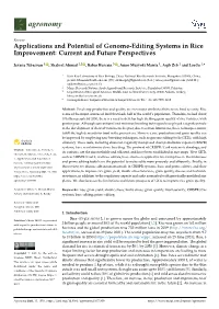 Applications and Potential of Genome-Editing Systems in Rice Improvement: Current and Future Perspectives