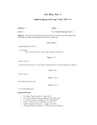 B.A. Hons. Part - I