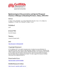 Epidemiological Characteristics and Spatial-Temporal Clusters of Mumps in Shandong Province, China, 2005–2014