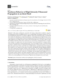 Nonlinear Behavior of High-Intensity Ultrasound Propagation in an Ideal Fluid