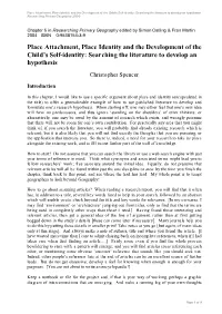 Place Attachment, Place Identity and the Development of the Child's Self-Identity
