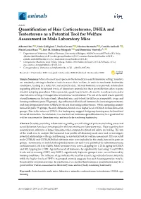 Quantification of Hair Corticosterone, DHEA and Testosterone As