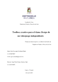 Toolbox Creativo Para El Game Design De Un Videojuego Independiente