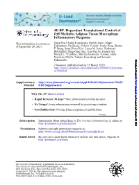 4E-BP–Dependent Translational Control of Irf8 Mediates Adipose Tissue Macrophage Inﬂammatory Response