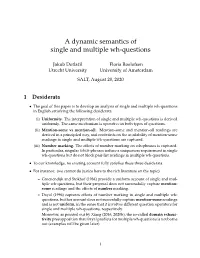 A Dynamic Semantics of Single and Multiple Wh-Questions