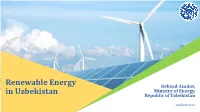 Development of Renewable Energy Sources in Uzbekistan