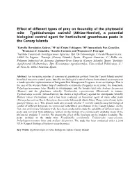 Effect of Different Types of Prey on Fecundity of the Phytoseii