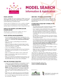 Model Search Information & Application ®