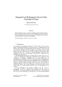Dummett on Mctaggart's Proof of the Unreality of Time