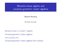 Mutation-Linear Algebra and Universal Geometric Cluster Algebras