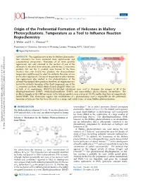 Origin of the Preferential Formation of Helicenes in Mallory Photocyclizations. Temperature As a Tool to Influence Reaction Regi