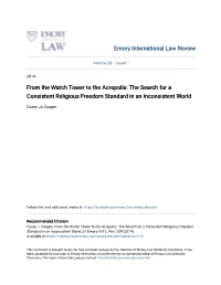 The Search for a Consistent Religious Freedom Standard in an Inconsistent World