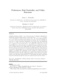 TM-808C: Preferences, Risk Neutrality, and Utility Functions