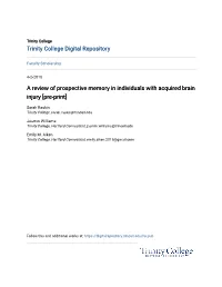 A Review of Prospective Memory in Individuals with Acquired Brain Injury [Pre-Print]