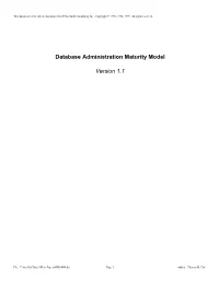 Database Administration Maturity Model Version