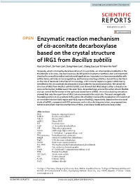 Enzymatic Reaction Mechanism of Cis-Aconitate Decarboxylase Based