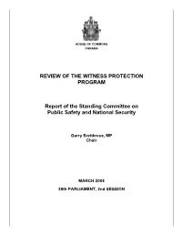 Review of the Witness Protection Program: Report of the Standing