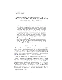 The Geometric Torsion Conjecture for Abelian Varieties with Real Multiplication