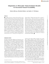 Adaptation to Binocular Anticorrelation Results in Increased Neural Excitability