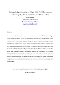 Disintegration Dynamics During the Refugee Crisis: Partial Empowerment