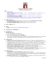 STAKE INFORMATION SHEET Sunday, December 6Th, 2015