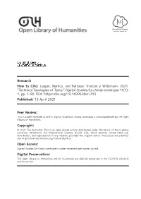 Technical Topologies of Texts.” Digital Studies/Le Champ Numérique 11(1): 1, Pp