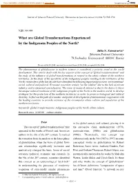 What Are Global Transformations Experienced by the Indigenous Peoples of the North?