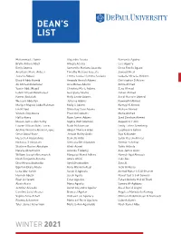Winter 2021 Dean's List