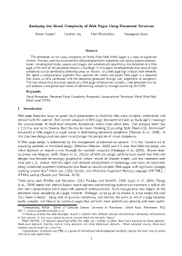 Analysing the Visual Complexity of Web Pages Using Document Structure