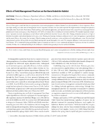 Effects of Field Management Practices on Northern Bobwhite Habitat